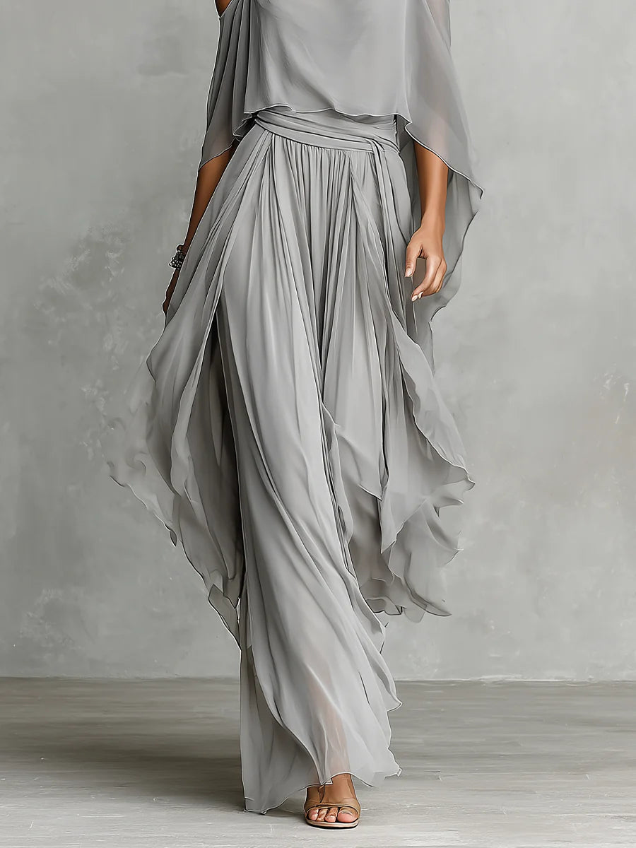 Seraphine™ | Draped Off-Shoulder Chiffon Set