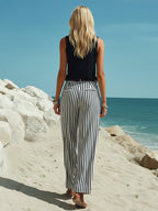Sandy™ | Linen Vest & Striped Wide-Leg Pants Set