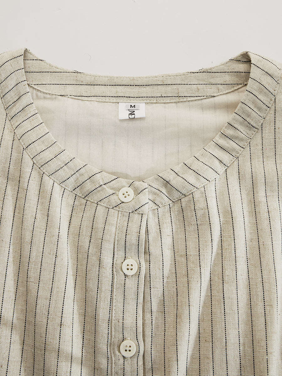 Hattie™ | Striped Button-Down Midi Dress