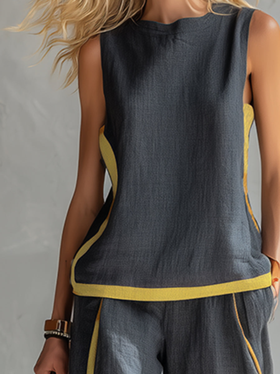 Colette™ | Bicolor Vest & Wide-Leg Trouser Set