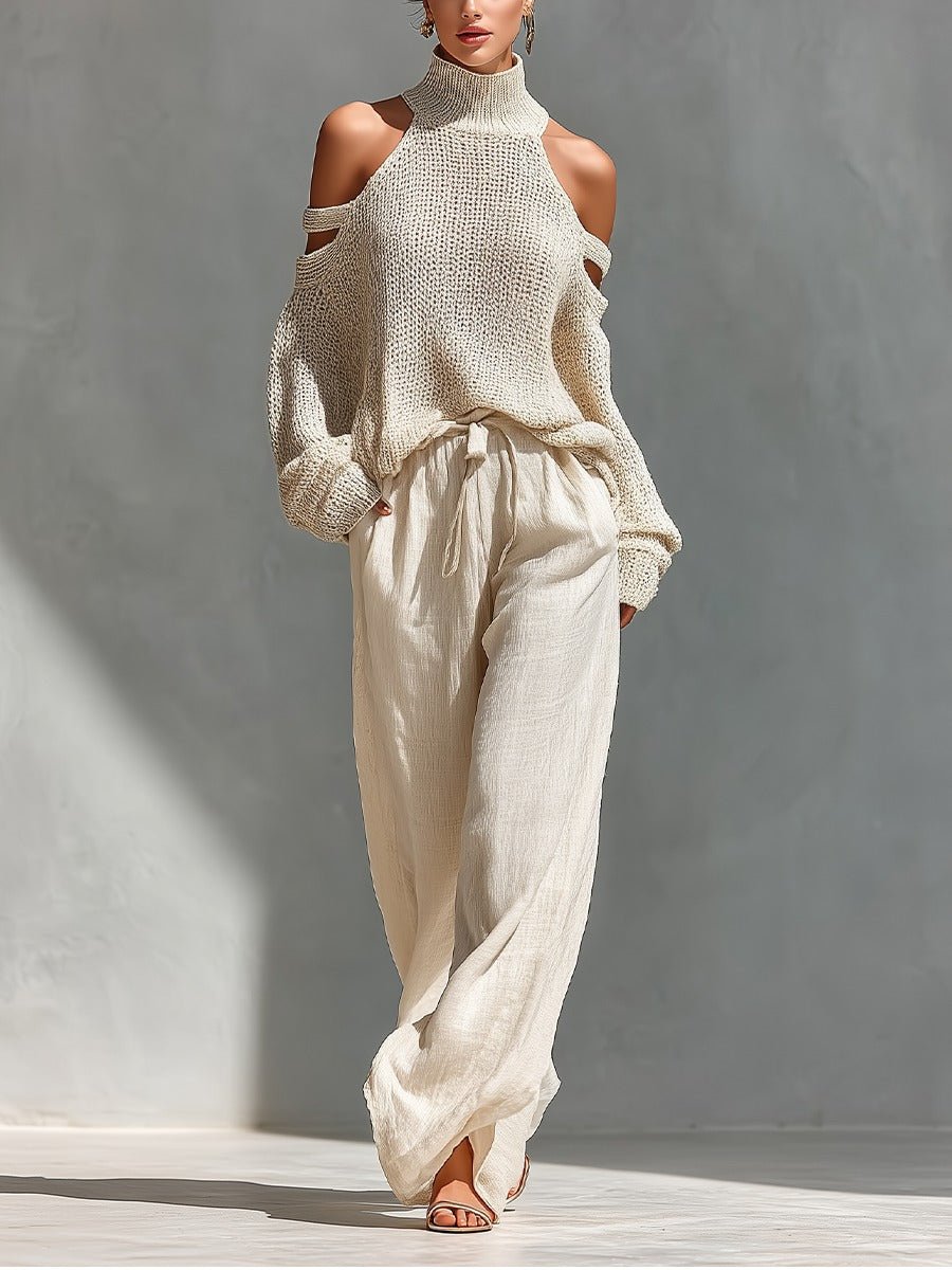 Simone™ | Off-Shoulder Knit & Fluid Trouser Set