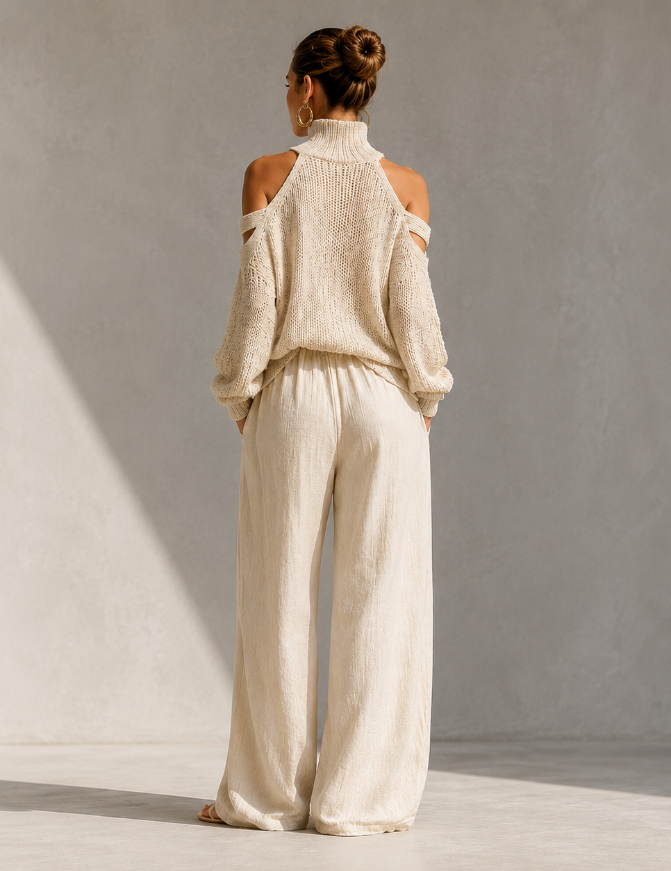 Simone™ | Off-Shoulder Knit & Fluid Trouser Set