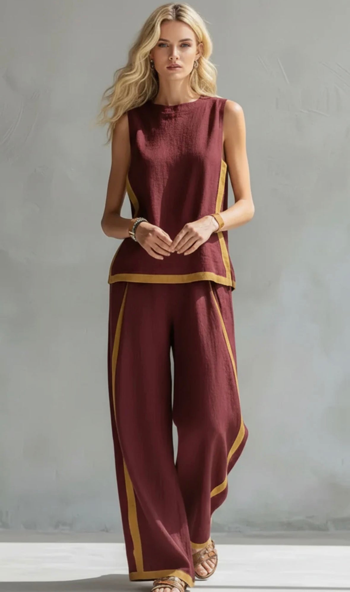 Colette™ | Bicolor Vest & Wide-Leg Trouser Set