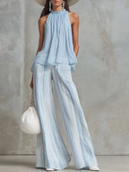 Céleste™ | Sleeveless Halter Chiffon Set