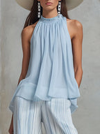 Céleste™ | Sleeveless Halter Chiffon Set