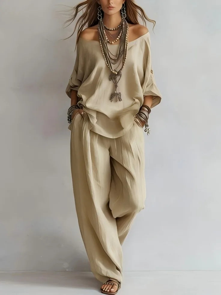 Vittoria - Two-Piece Set with Off-Shoulder Top and Wide-Leg Pants