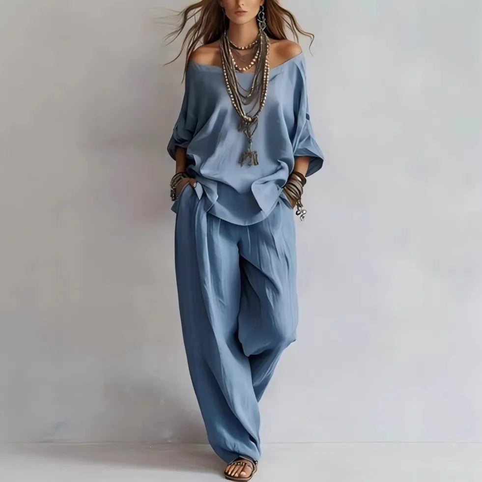 Vittoria - Two-Piece Set with Off-Shoulder Top and Wide-Leg Pants