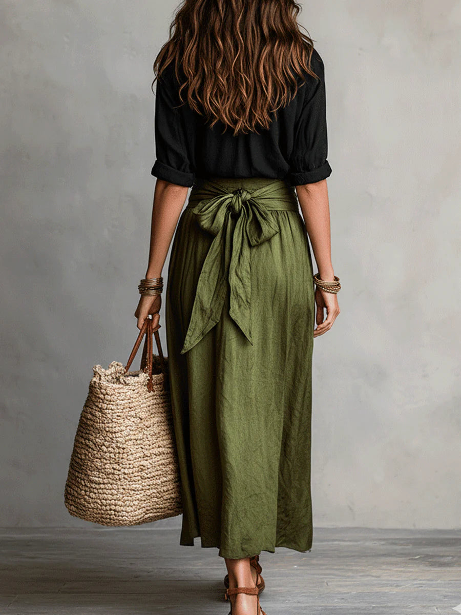 Vera™ |  Blouse &  Midi Skirt Set with Belt