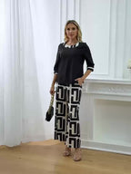 Maeve™ — patchwork top + geometric wide-leg