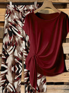 Penny™ | Printed Two-Piece Casual Set with Tie-Front Top