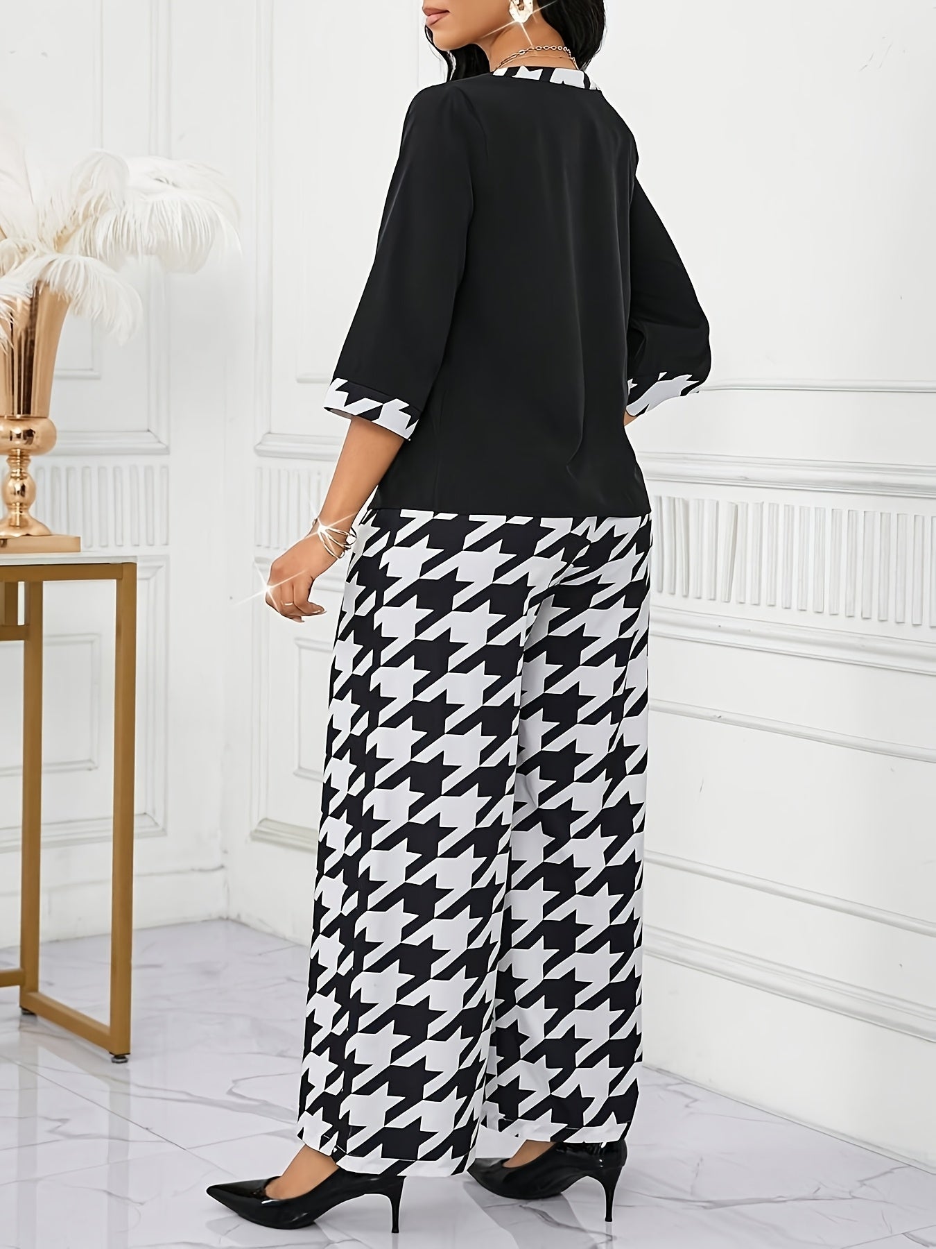 Maeve™ — patchwork top + geometric wide-leg