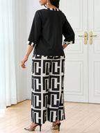Maeve™ — patchwork top + geometric wide-leg